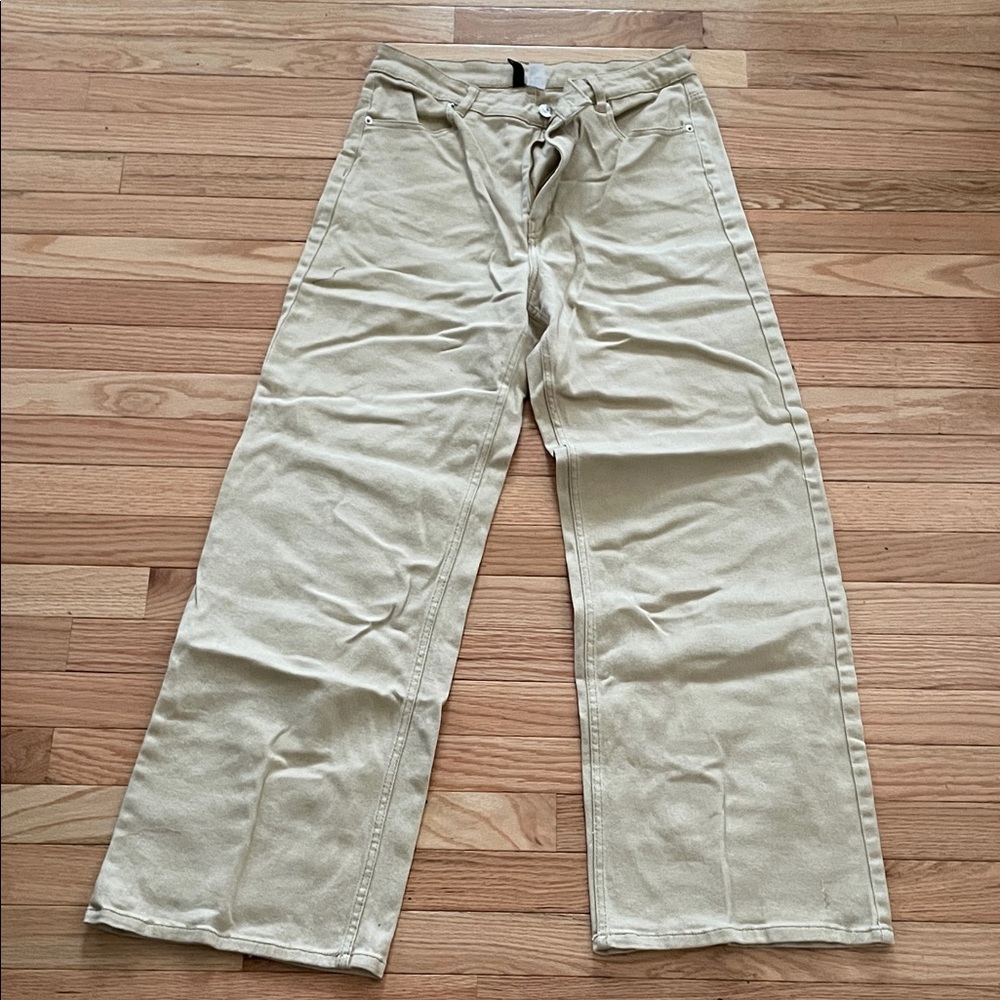 H&M Cream Wide Leg Jeans